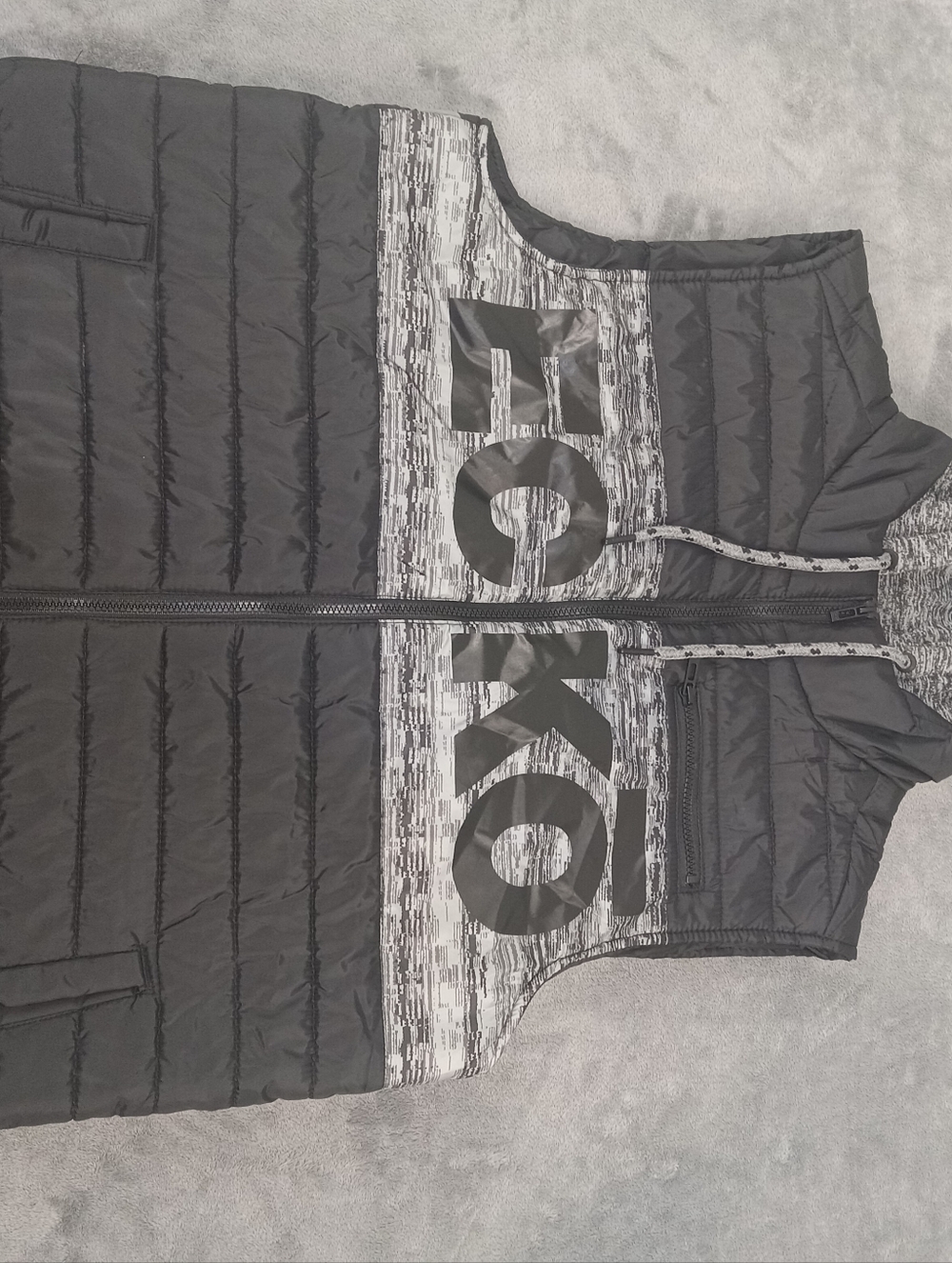 ECKO Men's Quilted Puffer Vest in Black & Heather Gray Size Large NWT - Picture 3 of 14
